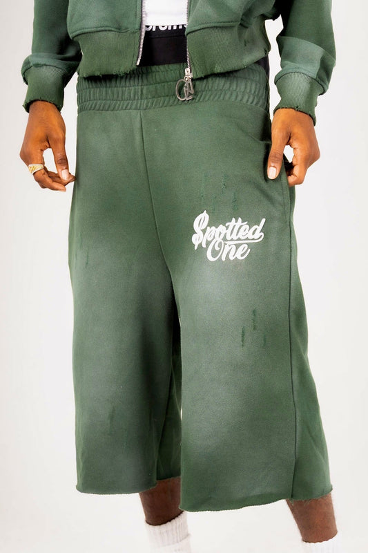 Money Green Spotted One long shorts styled on body